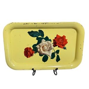 Vintage Floral MCM Deco Tray: Antique Wall Accents: GUC